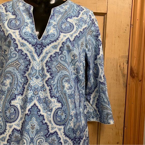 Zara woman blue paisley kaftan dress size small NEW - Picture 8 of 13
